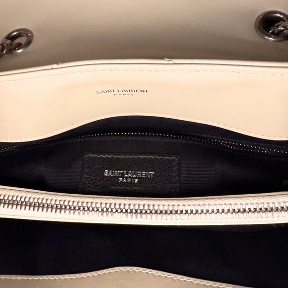 YSL Cream Loulou Medium in Matelasse Lambskin, Chevron Quilted - Picture 7 of 14